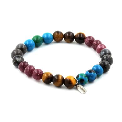 Tiger's Eye + Labradorite + Lepidolite + Chrysocolla Bracelet 8 mm Beads.