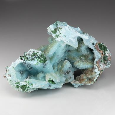 Chrysocolla pseudomorph with Malachite, Quartz