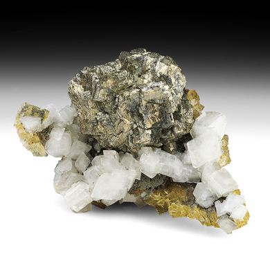 Pyrite with Calcite, Fluorite