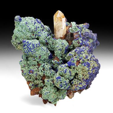 Malachite with Azurite, Quartz