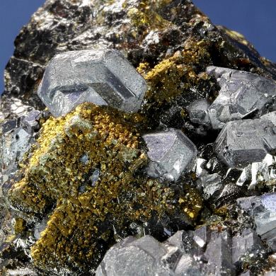 Galena with Chalcopyrite on Sphalerite