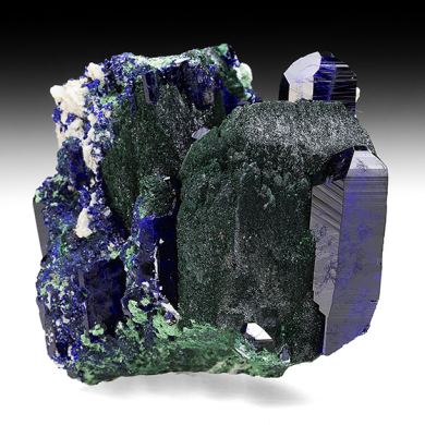 Azurite with Malachite after Azurite