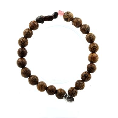 Multicolor Tourmaline from Brazil + wood Bracelet 8 mm Beads.