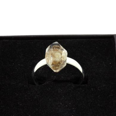 Silver Plated raw petroleum Quartz Ring. 9.18 ct.