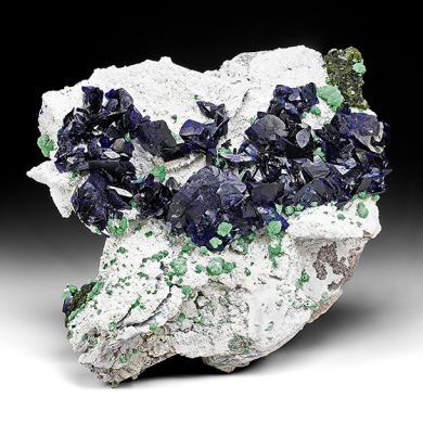 Azurite with Malachite, Volborthite