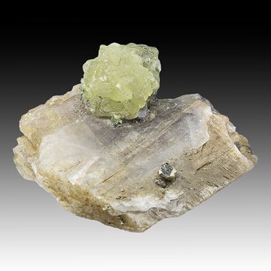 Prehnite on Axinite-Mn