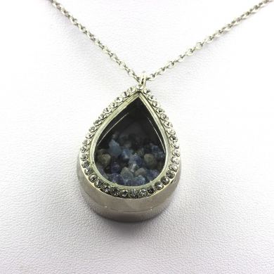 Raw Benitoite necklace.