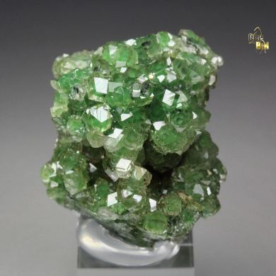 gem GARNET var. GROSSULAR with GREEN CHROMIAN PHANTOMS, CHROMITE