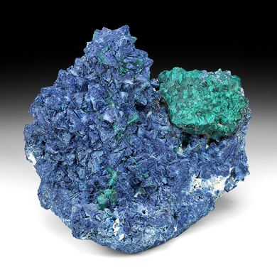 Shattuckite after Calcite with Dioptase