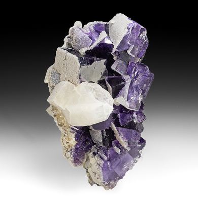 Fluorite with Calcite, Quartz